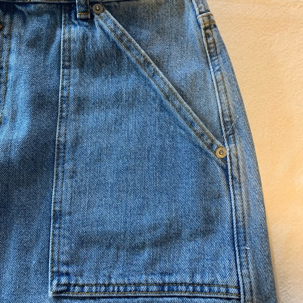 Top Shop denim skirt VINTAGE Y2K Button fly 4 pockets mini size 8 - Picture 4 of 8
